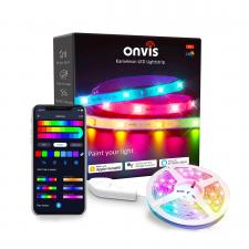 Banda LED Onvis, Lungime 5m, Control vocal, Iluminare RGB, Wi-Fi, IP65, Alb
