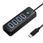 Adaptor HUB 4-in-1 Orico PW4U-C3-015-BK-EP, USB-C - 4x USB 3.0, Negru 2 - lerato.ro