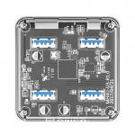 Adaptor HUB aluminiu 4-in-1 Orico BNS1, USB - 4x USB 3.0, cablu USB 1m inclus, Transparent