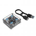 Adaptor HUB aluminiu 4-in-1 Orico BNS1, USB - 4x USB 3.0, cablu USB 1m inclus, Transparent 6 - lerato.ro