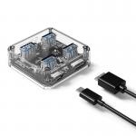 Adaptor HUB aluminiu 4-in-1 Orico BNS1, USB - 4x USB 3.0, cablu USB 1m inclus, Transparent 6 - lerato.ro