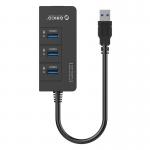 Adaptor HUB 4-in-1 Orico HR01, USB - 3x USB 3.0, 1x RJ45, Cablu USB 30cm inclus, Negru