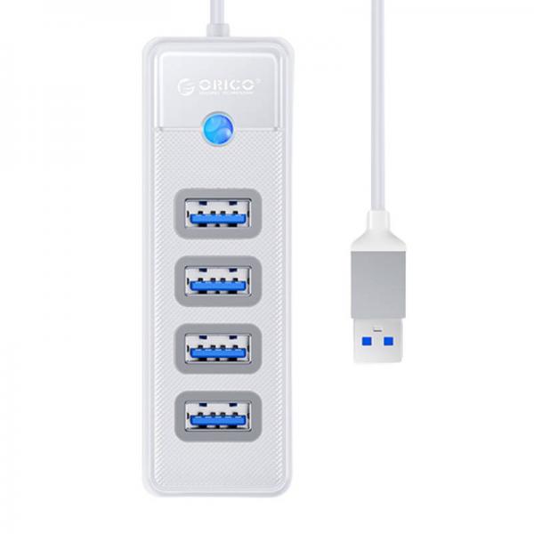 Adaptor Hub Orico 4-in-1 PW4U-U3-015-WH-EP, USB la 4x USB 3.0, 5 Gbps, Alb
