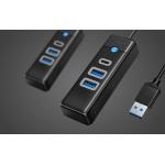 Adaptor Hub Orico 3-in-1 PWC2U-U3-015-BK-EP, USB la 2x USB 3.0, 1x USB-C, 5 Gbps, Negru