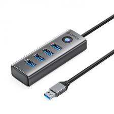 Hub 4 in 1 Orico PDD4U-U3, USB-A 3.0 la 4x USB-A 3.0, Viteza transfer 5 Gbps, Gri