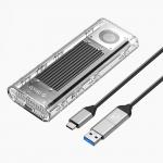 Rack extern Orico TCM2-G20, SSD M.2 NVME, 4TB, 20Gbps, Cablu USB-C/USB-A la USB-C, Interfata USB-C 3.2, Silver / Clear 2 - lerato.ro