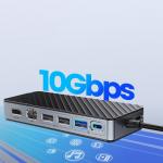 Adaptor HUB 8-in-1 Orico OM28PR-G2, 100W, 10Gbps, USB-C la 1x USB-A 3.2, 2x USB-A 2.0, 1x HDMI, 1x UBS-C, 1x Slot M.2 NVme / SATA, 1x RJ45, Negru 4 - lerato.ro