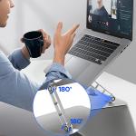 Stand universal laptop Orico LST02I, 260 × 225 × 51.5 mm, Ajustabil, Aluminiu, Compatibil cu laptop-uri pana la 17 inch, Silver 6 - lerato.ro