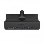 Hub multifunctional 4in1 Orico MH4PU cu sistem de prindere USB-C la 4x USB 3.0, Negru 4 - lerato.ro
