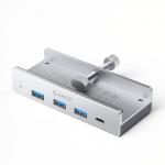 Hub multifunctional 4n1 Orico MH4PC cu sistem de prindere USB-C la 3x USB 3.0, 1x USB-C, 5Gbps, Silver 2 - lerato.ro