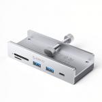 Hub multifunctional 6in1 Orico MH5PC cu sistem de prindere USB-C la 2x USB 3.2, 1x USB-C, Cititor decarduri SD si TF, 10Gbps, Silver 2 - lerato.ro