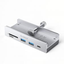 Hub multifunctional 6in1 Orico MH5PC cu sistem de prindere USB-C la 2x USB 3.2, 1x USB-C, Cititor decarduri SD si TF, 10Gbps, Silver