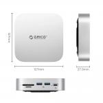 Adaptor HUB 9-in-1 Orico Orico MiniLink, 10Gbps, USB-C la 1x USB-A 3.2, 1x USB-A 2.0, 1x UBS-C, 2x Jack 3.5mm, 1x RJ45, 1x TF, 1x SD, Silver 3 - lerato.ro