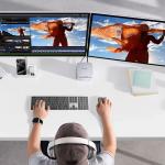 Adaptor HUB 9-in-1 Orico Orico MiniLink, 10Gbps, USB-C la 1x USB-A 3.2, 1x USB-A 2.0, 1x UBS-C, 2x Jack 3.5mm, 1x RJ45, 1x TF, 1x SD, Silver 6 - lerato.ro