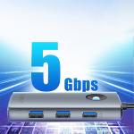 Adaptor Hub 5-in-1 Orico PW11-5P, USB-C la 1x USB-C, 1x USB-A 3.0, 1x USB-A 2.0, 1x HDMI, 60W, 5Gbps, 4K / 30Hz, Lungime cablu 0.2m, Gri 4 - lerato.ro