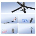 Selfie stick cu trepied Orico SPN100, Filet 1/4 inch, Rotire 360 grade, Telecomanda Bluetooth 5.2, Lungime maxima 103cm, Negru 4 - lerato.ro