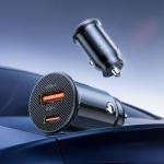Incarcator auto PowerMini, PD 30W, 3A, 1x USB-C, 1x USB-A, Fast Charging, Negru 5 - lerato.ro