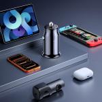 Incarcator auto PowerMini, PD 30W, 3A, 1x USB-C, 1x USB-A, Fast Charging, Negru 6 - lerato.ro