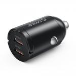 Incarcator auto MiniRing, PD 30W, 3A, 2x USB-C, Fast Charging, Negru 2 - lerato.ro