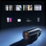 Incarcator auto MiniRing, PD 30W, 3A, 2x USB-C, Fast Charging, Negru 7 - lerato.ro