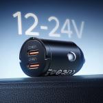 Incarcator auto MiniRing, PD 30W, 3A, 2x USB-C, Fast Charging, Negru 10 - lerato.ro