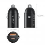 Incarcator auto MiniRing, PD 30W, 3A, 1x USB-C, 1x USB-A, Fast Charging, Negru 3 - lerato.ro