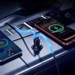 Incarcator auto MiniRing, PD 30W, 3A, 1x USB-C, 1x USB-A, Fast Charging, Negru 6 - lerato.ro