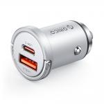 Incarcator auto MiniRing Pro, PD 45W, 3A, 1x USB-C, 1x USB-A, Fast Charging, Silver 2 - lerato.ro