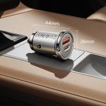 Incarcator auto MiniRing Pro, PD 45W, 3A, 1x USB-C, 1x USB-A, Fast Charging, Silver 12 - lerato.ro