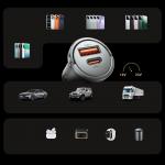 Incarcator auto MiniRing Pro, PD 45W, 3A, 1x USB-C, 1x USB-A, Fast Charging, Silver 8 - lerato.ro