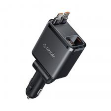 Accesorii auto, Incarcator auto Orico Twin Reach, PD 45W, 3A, 1x USB-C, 1x USB-A, 2x Cablu USB-C, Fast Charging, Negru, lerato.ro
