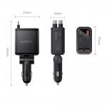 Incarcator auto Orico Twin Reach, PD 45W, 3A, 1x USB-C, 1x USB-A, 2x Cablu USB-C, Fast Charging, Negru 3 - lerato.ro