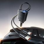Incarcator auto Orico Twin Reach, PD 45W, 3A, 1x USB-C, 1x USB-A, 2x Cablu USB-C, Fast Charging, Negru 4 - lerato.ro