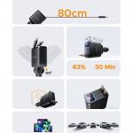 Incarcator auto Orico Twin Reach, PD 45W, 3A, 1x USB-C, 1x USB-A, 2x Cablu USB-C, Fast Charging, Negru 5 - lerato.ro