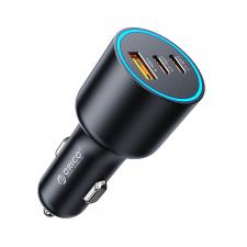 Accesorii auto, Incarcator auto Orico HyperDrive, PD 165W, 5A, 2x USB-C, 1x USB-A, Fast Charging, Iluminare LED, Negru, lerato.ro