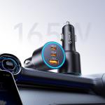 Incarcator auto Orico HyperDrive, PD 165W, 5A, 2x USB-C, 1x USB-A, Fast Charging, Iluminare LED, Negru 3 - lerato.ro