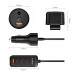 Incarcator auto Orico ChargeClip, PD 108W, 3A, 4x USB-C / 30W, 2x USB-A / 18W, Lungime cablu 1.5m, Negru 3 - lerato.ro