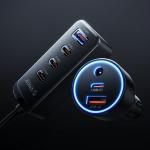 Incarcator auto Orico ChargeClip, PD 108W, 3A, 4x USB-C / 30W, 2x USB-A / 18W, Lungime cablu 1.5m, Negru 9 - lerato.ro