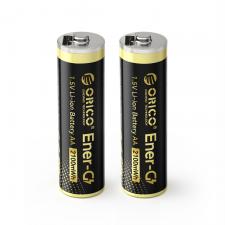 Camere video/foto si accesorii, Set 2 baterii reincarcabile Orico Ener-G EG5C, AA, Li-Ion, 2100 mWh, 1.5V, Timp incarcare 1.5h, Port incarcare USB-C, Negru, lerato.ro