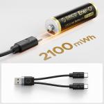 Set 2 baterii reincarcabile Orico Ener-G EG5C, AA, Li-Ion, 2100 mWh, 1.5V, Timp incarcare 1.5h, Port incarcare USB-C, Cablu USB-C inclus, Negru 9 - lerato.ro