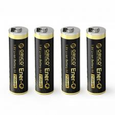 Set 4 baterii reincarcabile Orico Ener-G EG5C, AA, Li-Ion, 2100 mWh, 1.5V, Timp incarcare 1.5h, Port incarcare USB-C, Cablu USB-C inclus, Negru