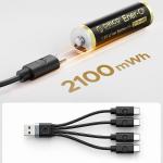 Set 4 baterii reincarcabile Orico Ener-G EG5C, AA, Li-Ion, 2100 mWh, 1.5V, Timp incarcare 1.5h, Port incarcare USB-C, Cablu USB-C inclus, Negru 9 - lerato.ro