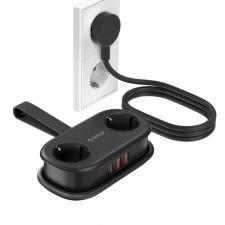 Prize si intrerupatoare smart, Prelungitor pentru interior Orico AP3, 2 prize, 2xUSB-A / 18W, 1xUSB-C / 20W, 2500W, 10A, Lungime cablu 1.53m, Negru, lerato.ro