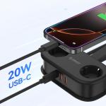Prelungitor pentru interior Orico AP3, 2 prize, 2xUSB-A / 18W, 1xUSB-C / 20W, 2500W, 10A, Lungime cablu 1.53m, Negru 5 - lerato.ro