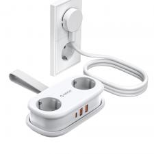 Prize si intrerupatoare smart, Prelungitor pentru interior Orico AP3, 2 prize, 2xUSB-A / 18W, 1xUSB-C / 20W, 2500W, 10A, Lungime cablu 1.53m, Alb, lerato.ro