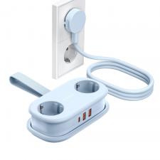 Prize si intrerupatoare smart, Prelungitor pentru interior Orico AP3, 2 prize, 2xUSB-A / 18W, 1xUSB-C / 20W, 2500W, 10A, Lungime cablu 1.53m, Albastru, lerato.ro