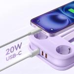 Prelungitor pentru interior Orico AP3, 2 prize, 2xUSB-A / 18W, 1xUSB-C / 20W, 2500W, 10A, Lungime cablu 1.53m, Mov 5 - lerato.ro
