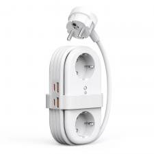 Prize si intrerupatoare smart, Prelungitor pentru interior Orico AP3, 2 prize, 2xUSB-A / 18W, 1xUSB-C / 20W, 2500W, 10A, Lungime cablu 1.53m, Alb, lerato.ro
