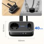 Prelungitor pentru interior Orico AP3, 2 prize, 2xUSB-A / 18W, 2xUSB-C / 65W, 2500W, 10A, Lungime cablu 1.53m, Negru 9 - lerato.ro