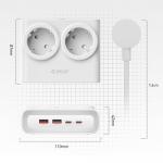 Prelungitor pentru interior Orico PDC25, 2 prize, 2xUSB-A / 22.5W, 2xUSB-C / 25W, 2500W, 10A, Lungime cablu 1.6m, Alb 5 - lerato.ro